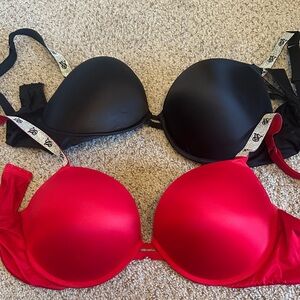 Victoria's Secret Black and Red Bling Bras 38DD